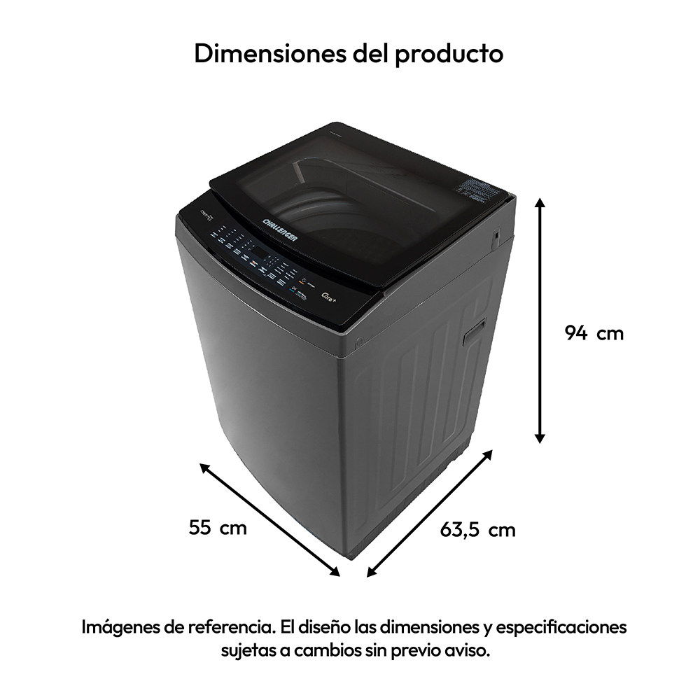 Lavadora Challenger de 13 Kg (29 Libras) panel digital Gris - Imagen 3
