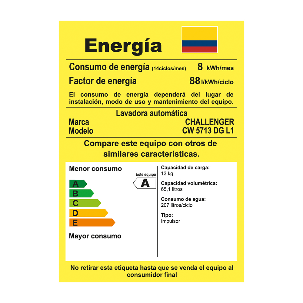 Lavadora Challenger de 13 Kg (29 Libras) panel digital Gris - Imagen 2