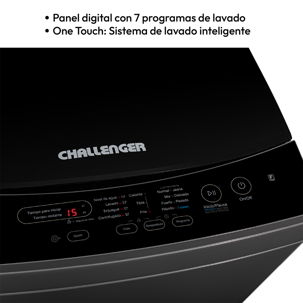 Lavadora Challenger de 11 Kg (24 Libras) panel digital Gris - Imagen 6