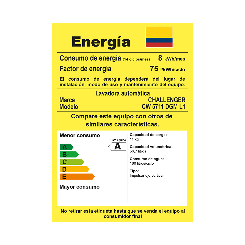 Lavadora Challenger de 11 Kg (24 Libras) panel digital Gris - Imagen 2