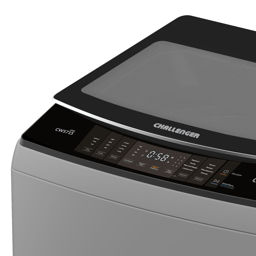 Lavadora Challenger de 15 Kg (33 Libras) panel digital Gris - Imagen 5