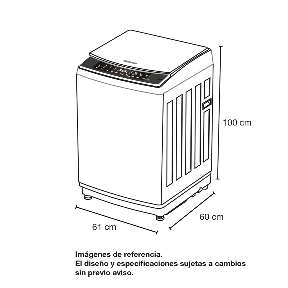 Lavadora Challenger de 15 Kg (33 Libras) panel digital Gris - Imagen 3