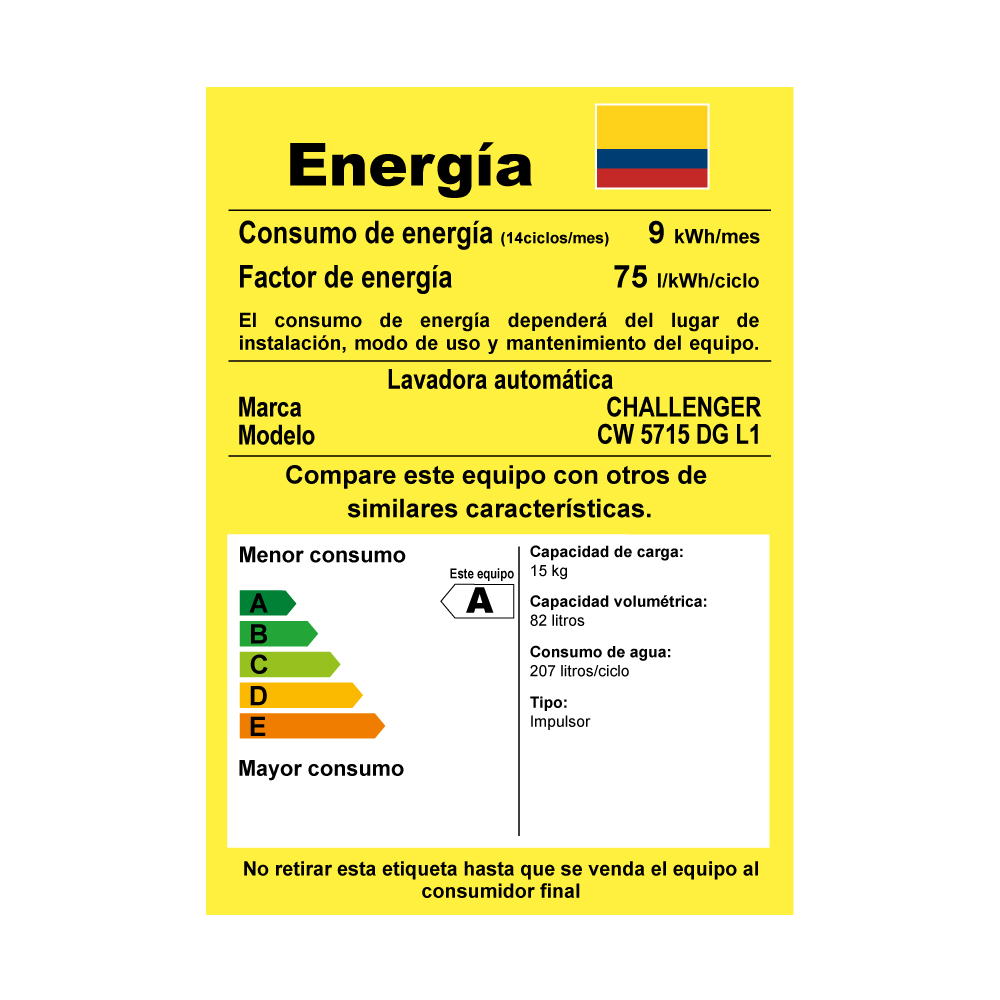 Lavadora Challenger de 15 Kg (33 Libras) panel digital Gris - Imagen 2