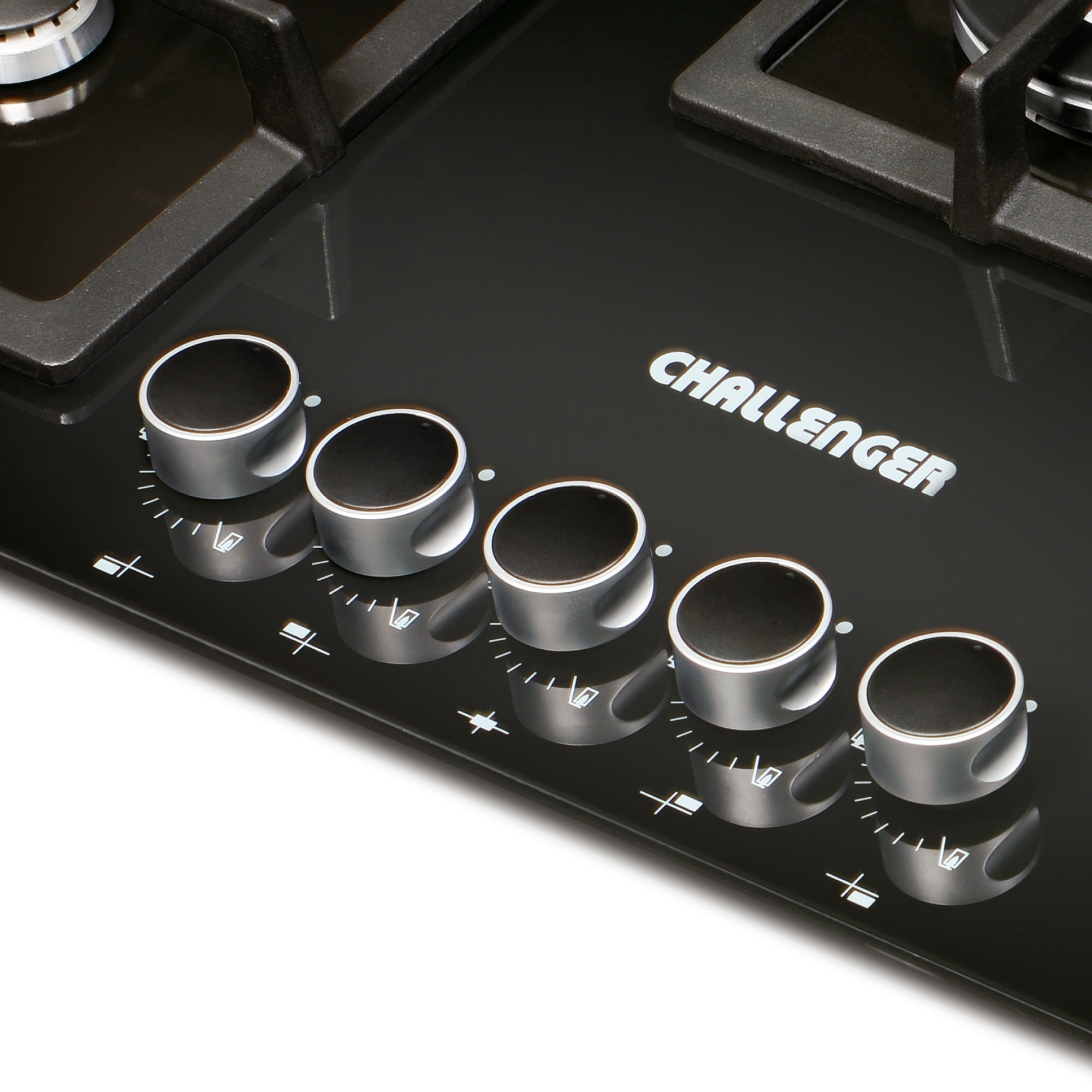 Estufa Challenger de Empotrar 5 Puestos gas (1 quemador Wok) de 76x52 cm cristal - Imagen 2