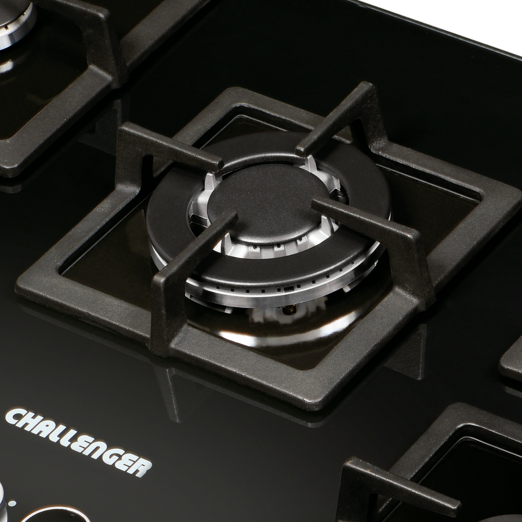 Estufa Challenger de Empotrar 5 Puestos gas (1 quemador Wok) de 76x52 cm cristal - Imagen 3