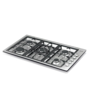 Estufa Challenger de Empotrar  5 Puestos gas (1 quemador wok) de 86x 51 cm  inox
