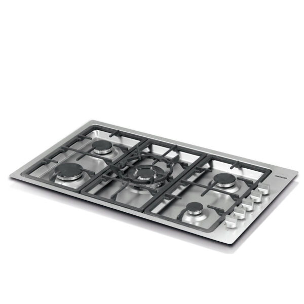 Estufa Challenger de Empotrar  5 Puestos gas (1 quemador wok) de 86x 51 cm  inox