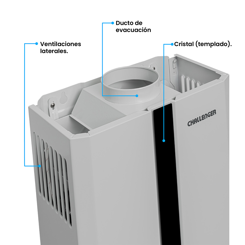 Calentador de Agua Challenger 12 litros Tiro Natural de Paso a Gas Natural Blanco - Imagen 4