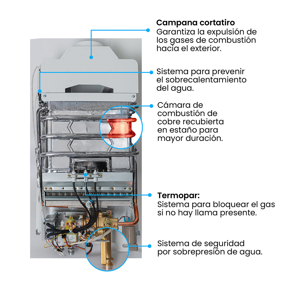 Calentador de Agua Challenger 12 litros Tiro Natural de Paso a Gas Natural Blanco - Imagen 6