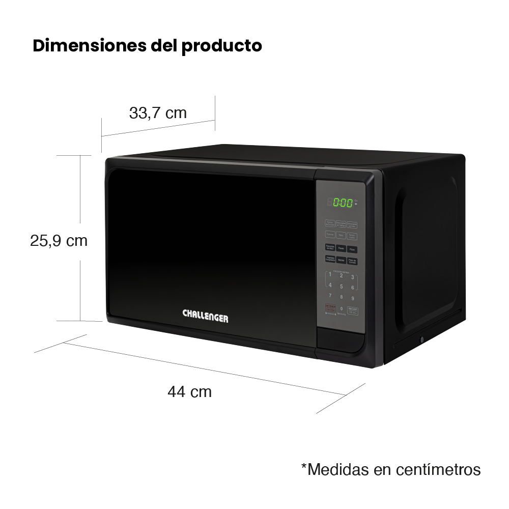 Horno Challenger Microondas de 20 litros Panel Digital Negro - Imagen 5
