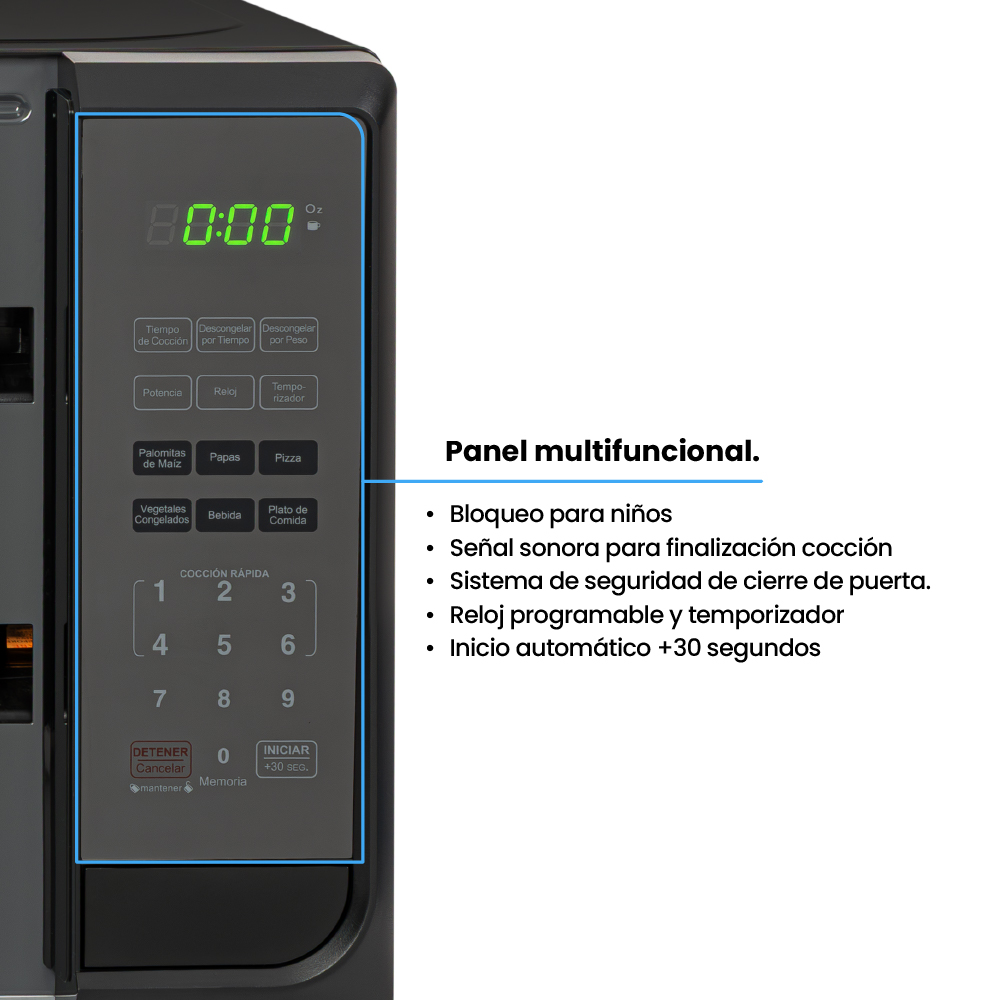 Horno Challenger Microondas de 20 litros Panel Digital Negro - Imagen 3