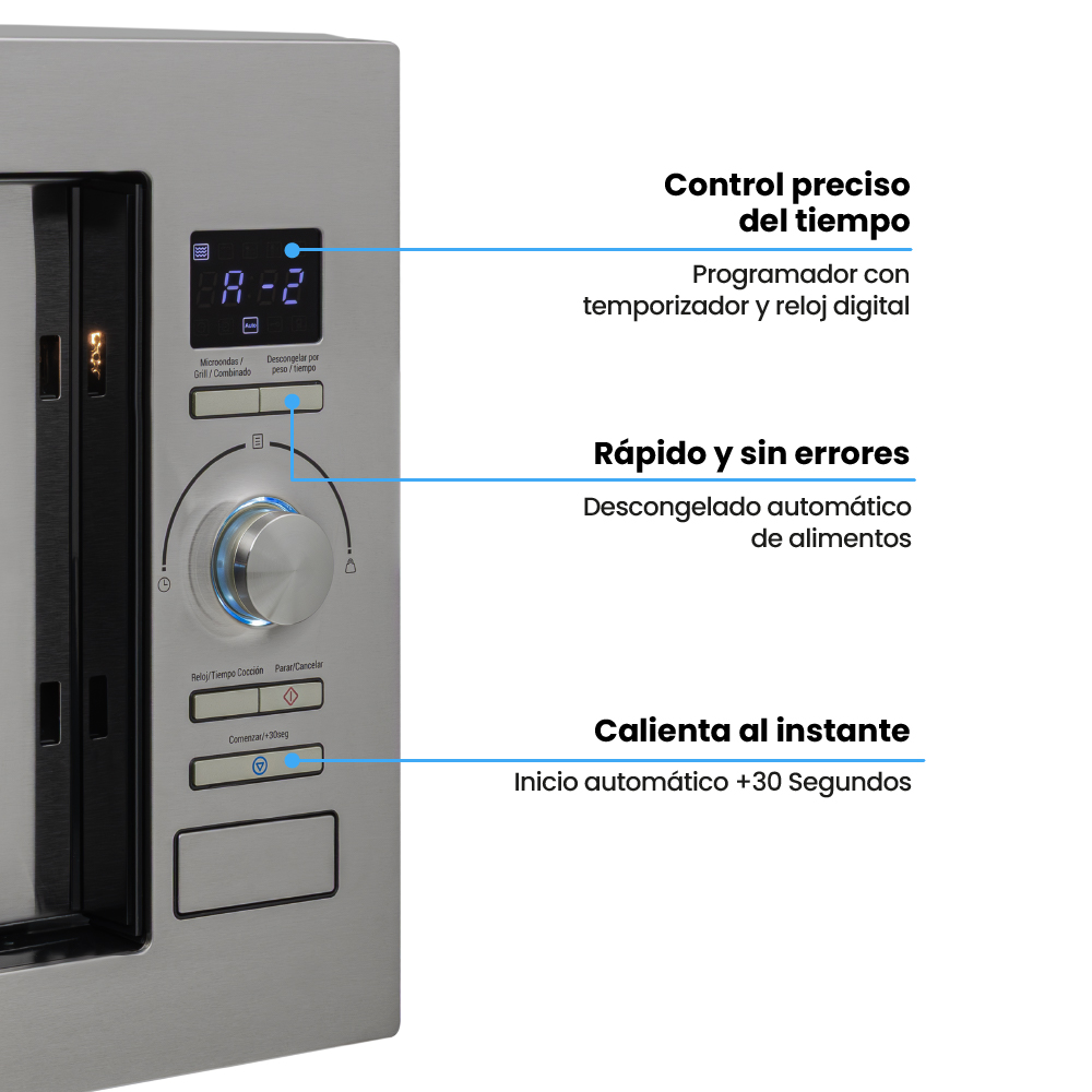 Horno Microondas de Empotrar Challenger de 25 litros con dorador Inox-Negro 120 V - Imagen 2
