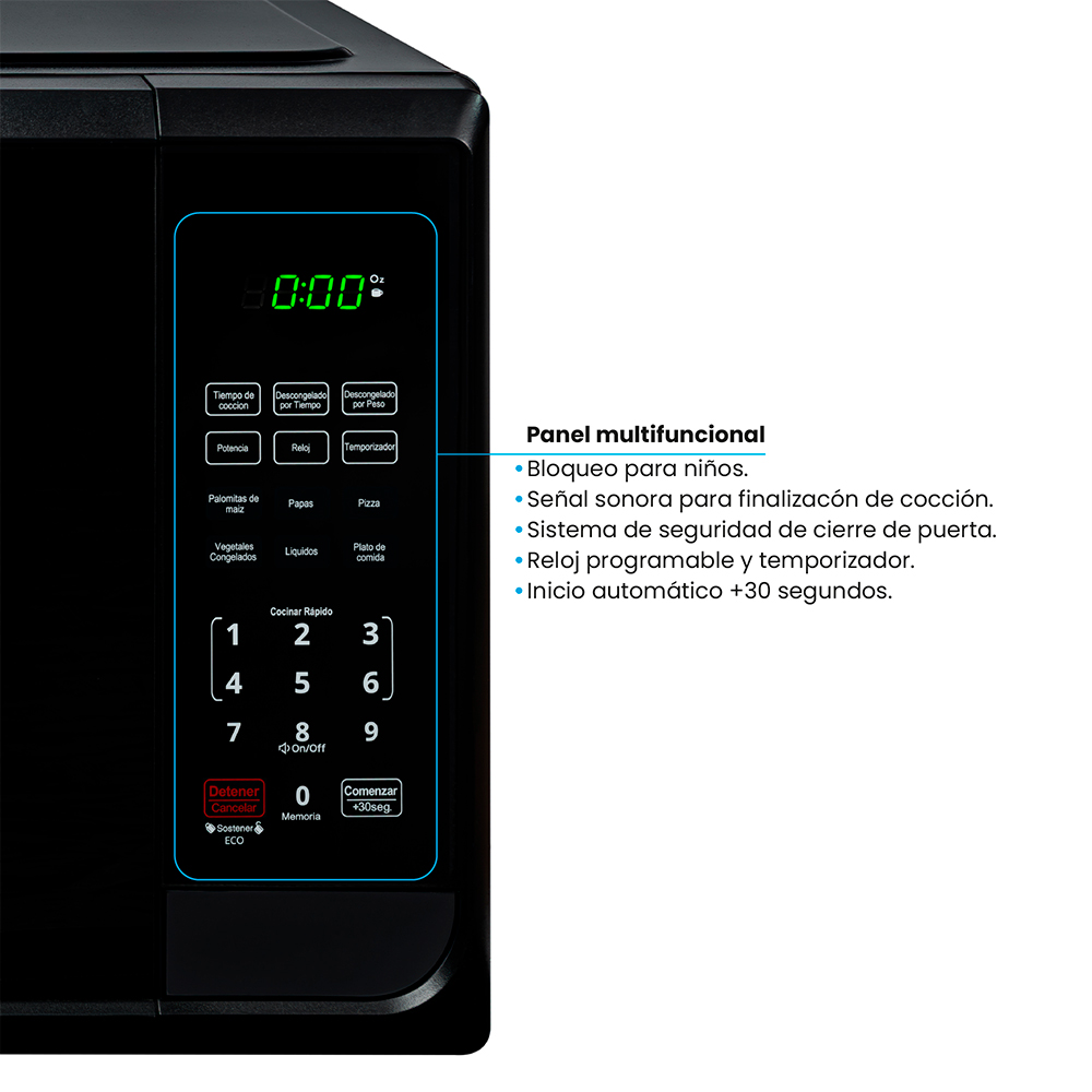 Horno Challenger Microondas de 32 litros Panel Digital Negro - Imagen 2