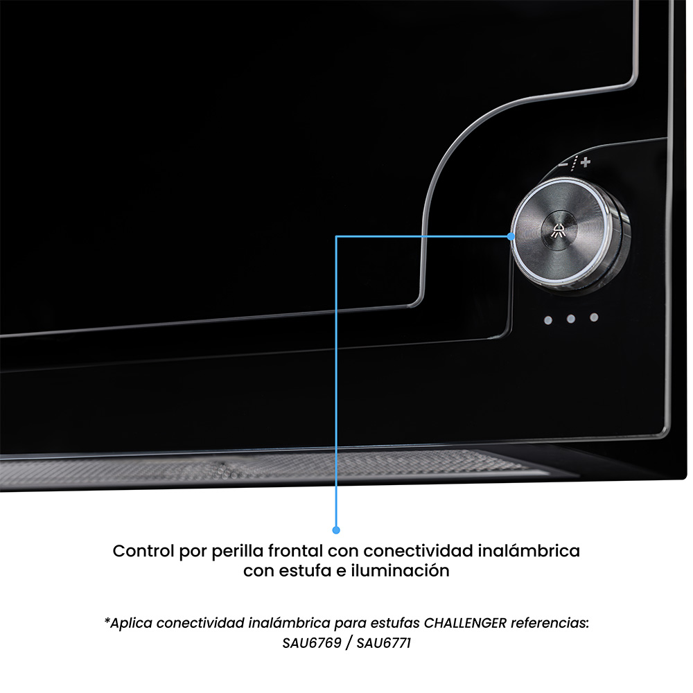 Campana Challenger Península de 60 cm, Tres Velocidades,Vidrio Negro - Imagen 8