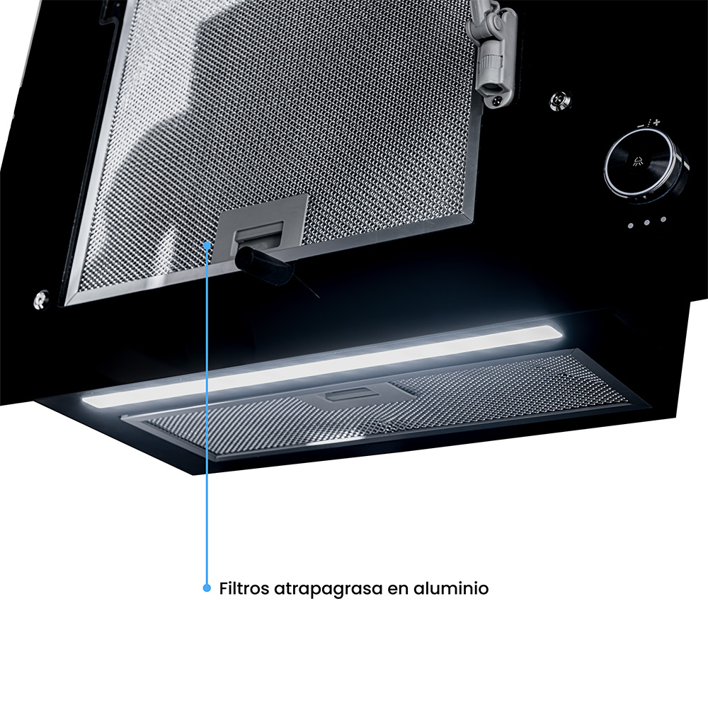 Campana Challenger Península de 60 cm, Tres Velocidades,Vidrio Negro - Imagen 7