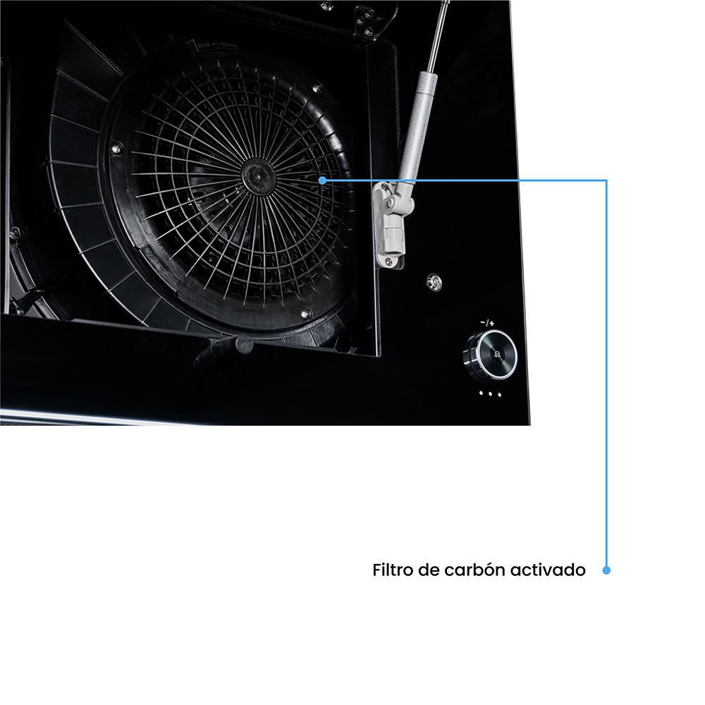 Campana Challenger Península de 60 cm, Tres Velocidades,Vidrio Negro - Imagen 5
