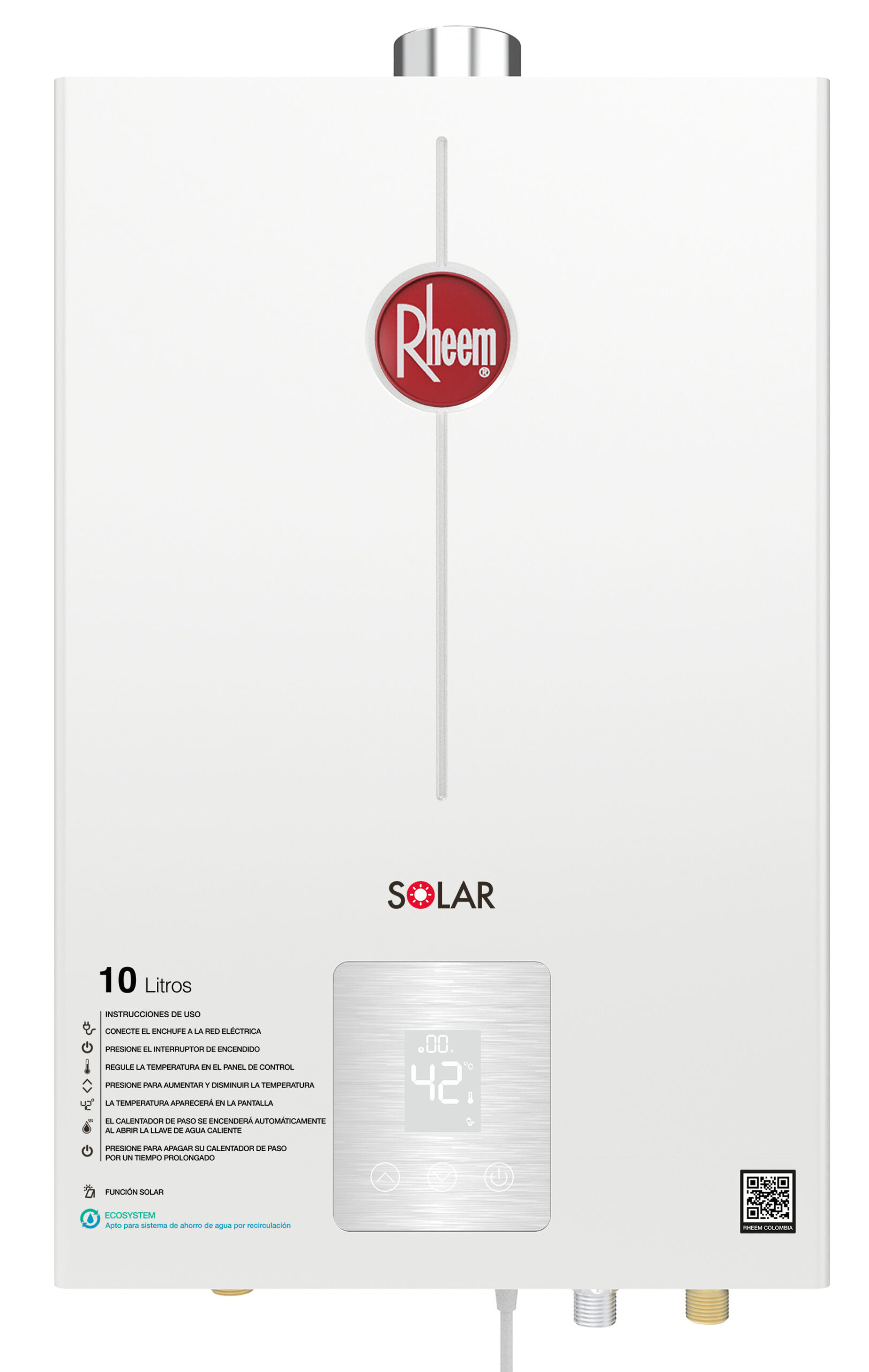 Calentador de paso Rheem 10 litros Tiro Forzado Digital Gas Propano
