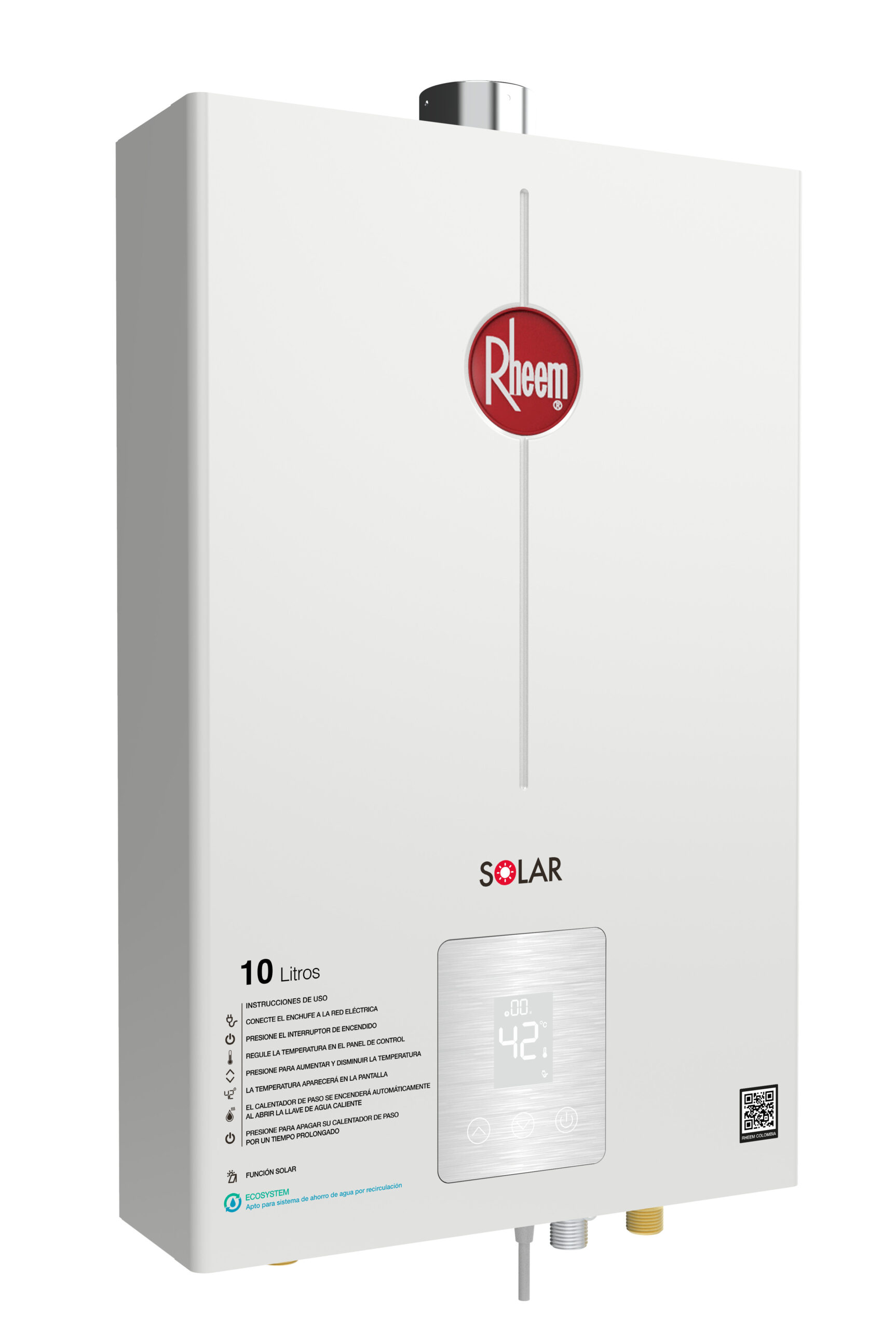 Calentador de paso Rheem 10 litros Tiro Forzado Digital Gas Propano - Imagen 2