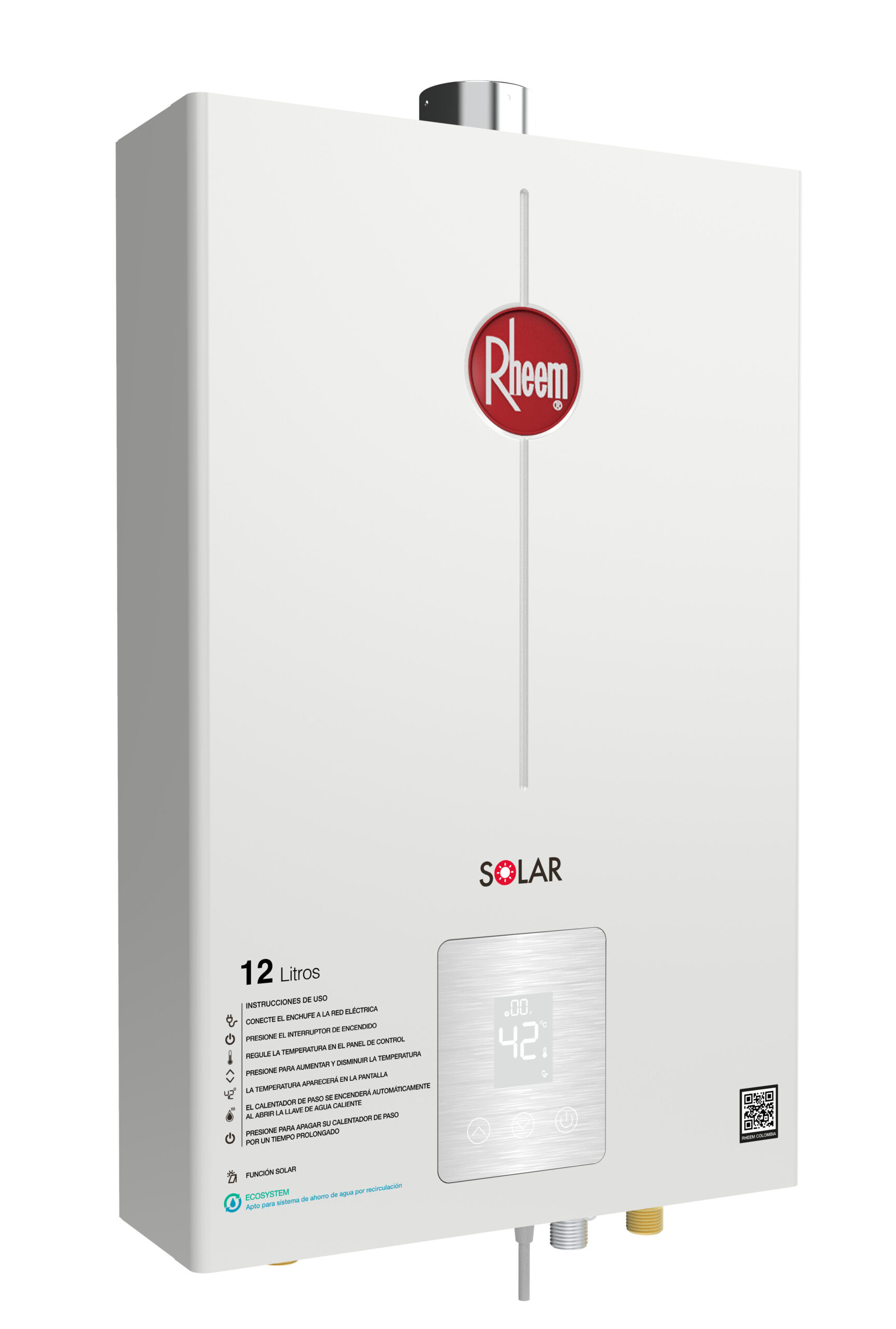 Calentador de paso Rheem 12 litros Tiro Forzado Digital Gas Propano - Imagen 2