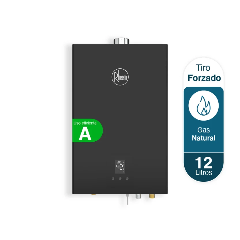 Calentador de paso Rheem 12 Litros Tiro Forzado Gas Natural Panel Digital Wifi - Imagen 2