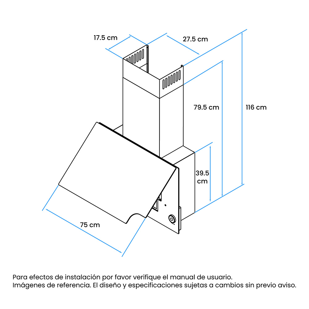 Campana Challenger extractora península de 76 cm - Imagen 7